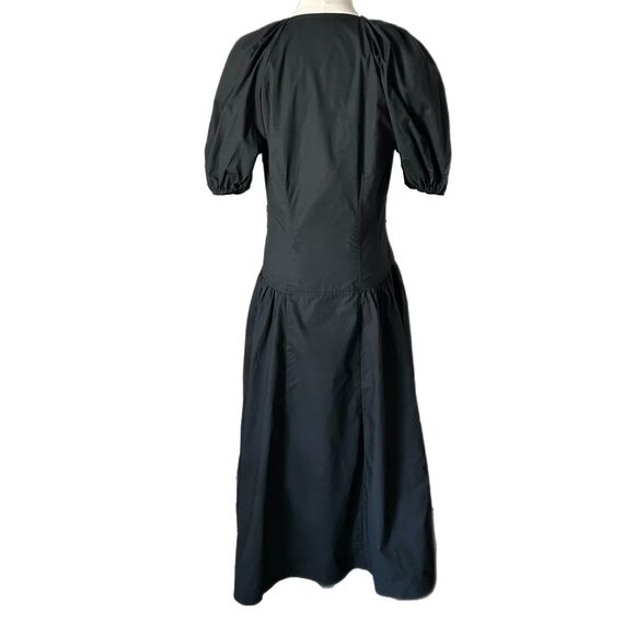 Ulla Johnson Carina Puff Sleeve Midi Dress in Black 100% Cotton Size 8 - Picture 4 of 6